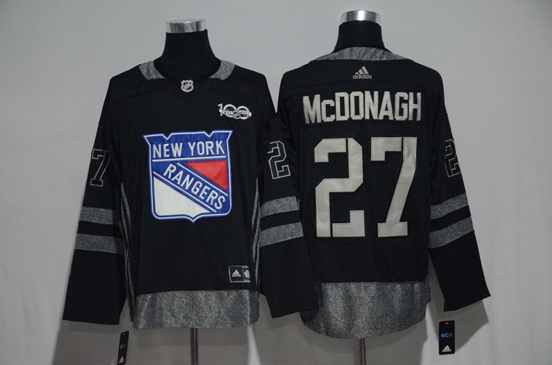 NHL New York Rangers #27 McDonagh Black 1917-2017 100th Anniversary Stitched Jersey->->NHL Jersey